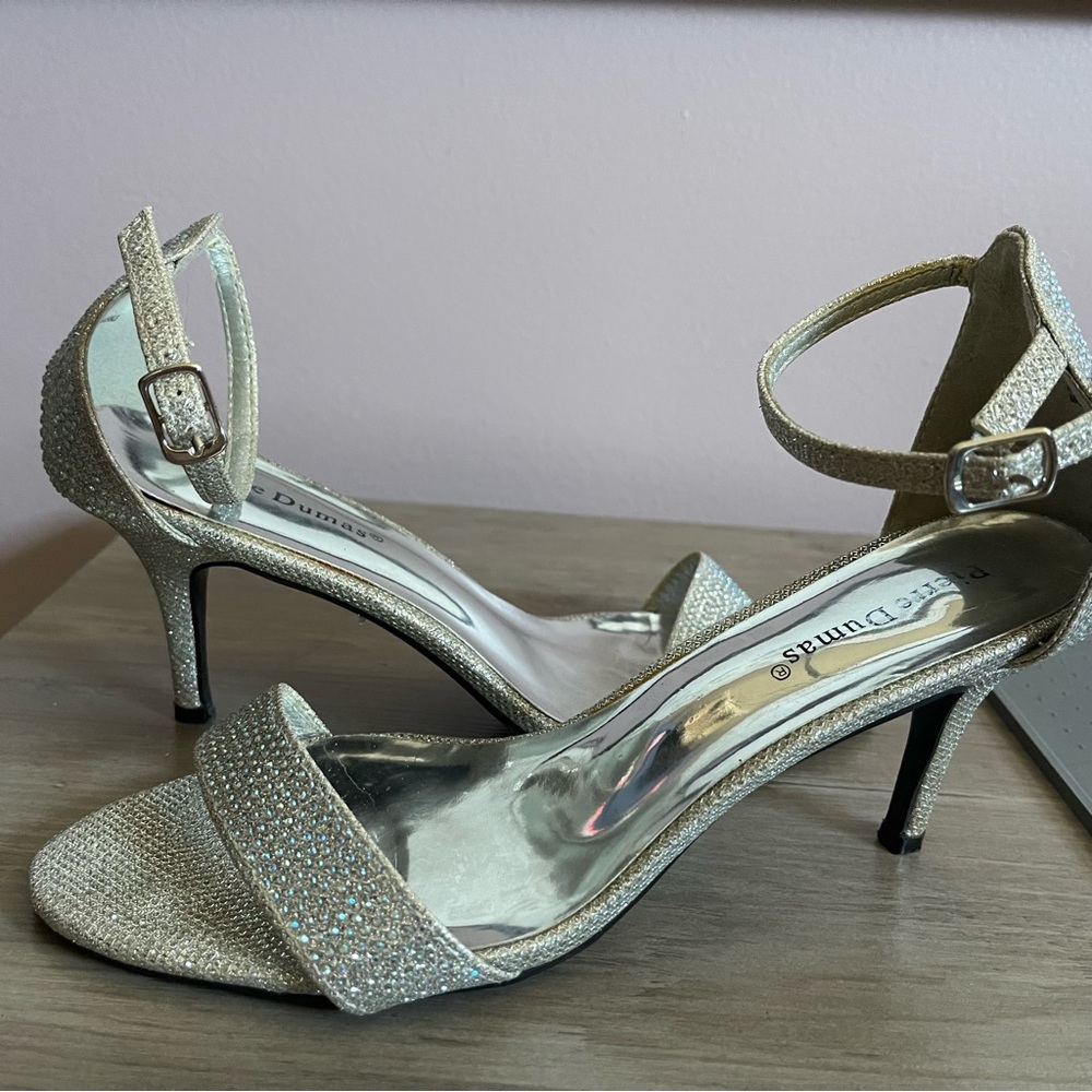 Silver strappy heels